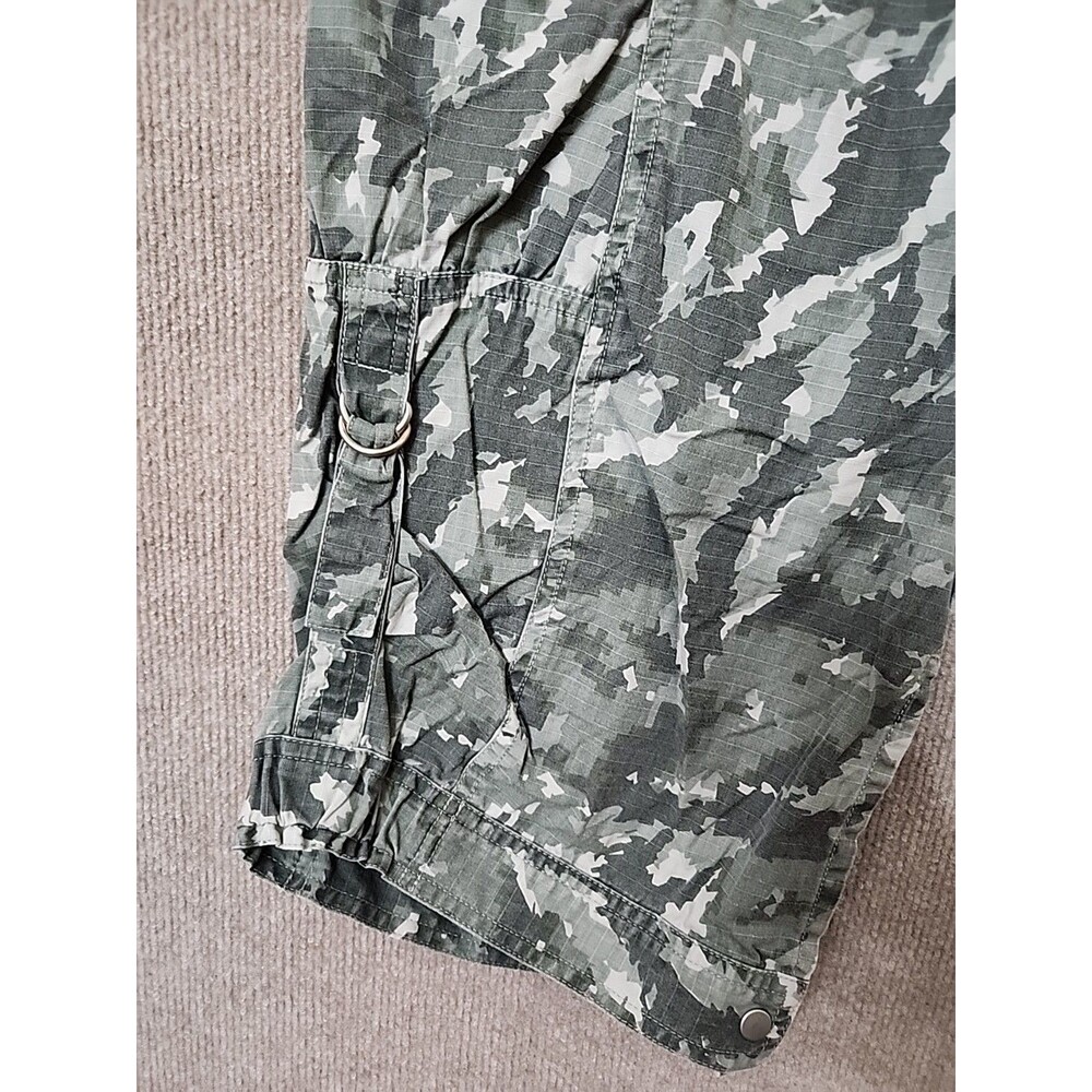 Nike Cargo Capri Pants Womens M 8-10 Green Camo Ripstop Drawstring Snap Hem - Picture 4 of 10